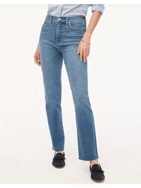 J.Crew Stovepipe Jeans WMNS 25 Petite Medium Blue Wash High Rise Stretch Denim